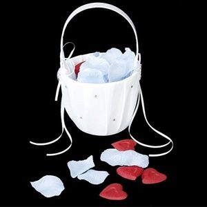 Crystal Decor Double-Heart Flower Girl Basket